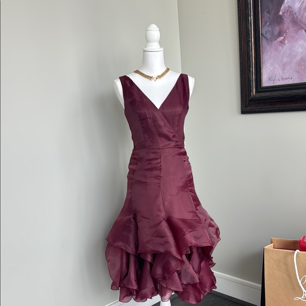 VENUS Red Fit and Flare Asymmetrical Dress